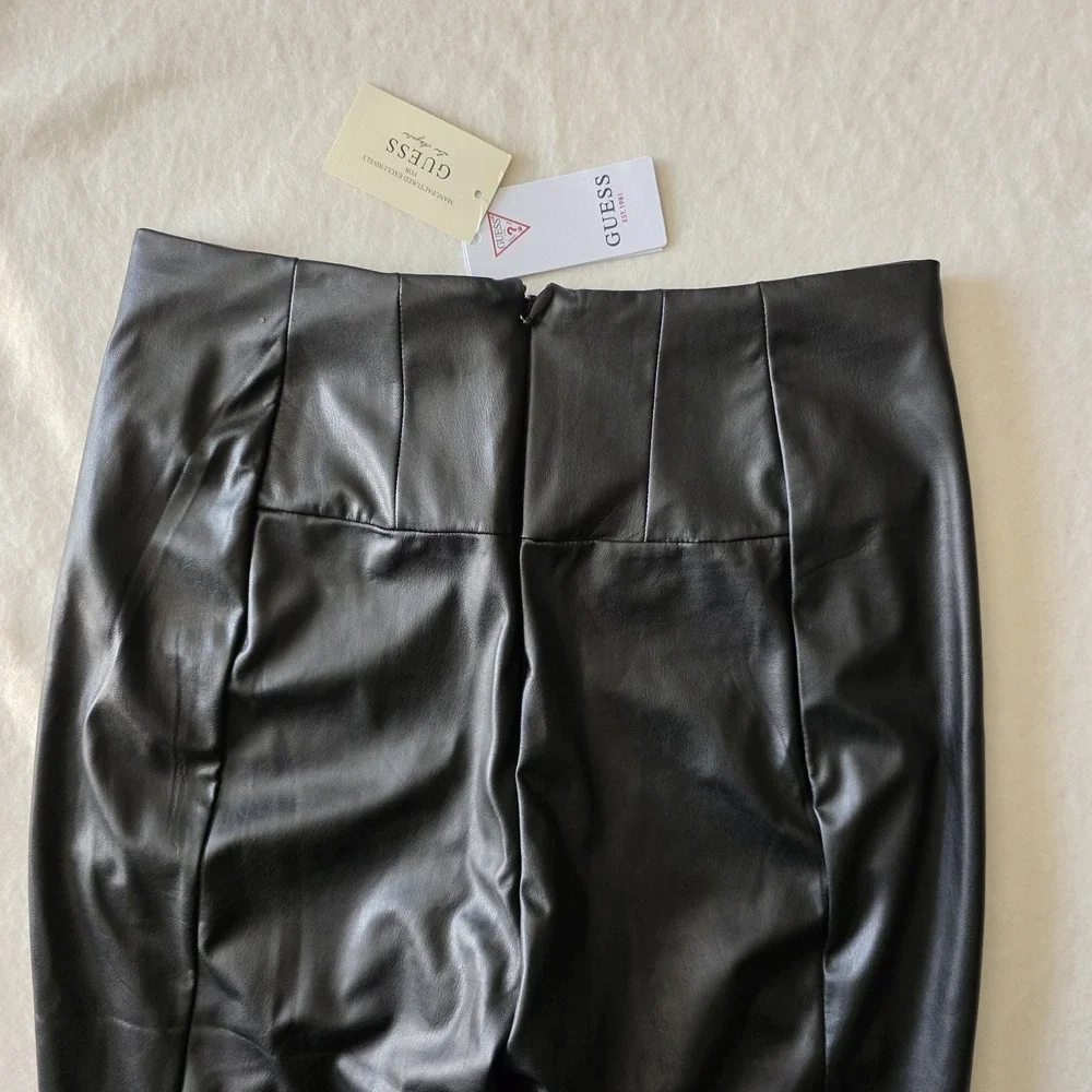 GUESS Corset Faux-Leather Leggings Black Size Large